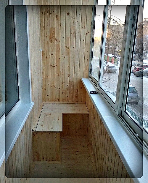 Раздвижное остекление, обшивка вагонкой, скамья: фото в Астаны
