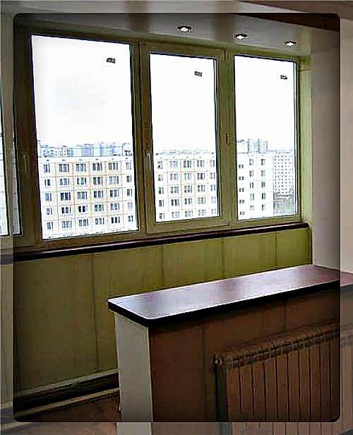 Присоединение лоджии к комнате, столешница ЛДСП: фото в Астаны